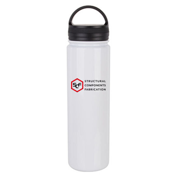 23 oz Stainless Steel Water Bottle with Portable Lid - Sublimated Logo Thumbnail