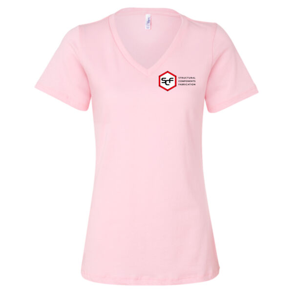 BELLA + CANVAS - Women’s Relaxed Jersey V-Neck Tee - Printed Logo Thumbnail