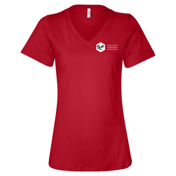 BELLA + CANVAS - Women’s Relaxed Jersey V-Neck Tee - Printed Logo Thumbnail