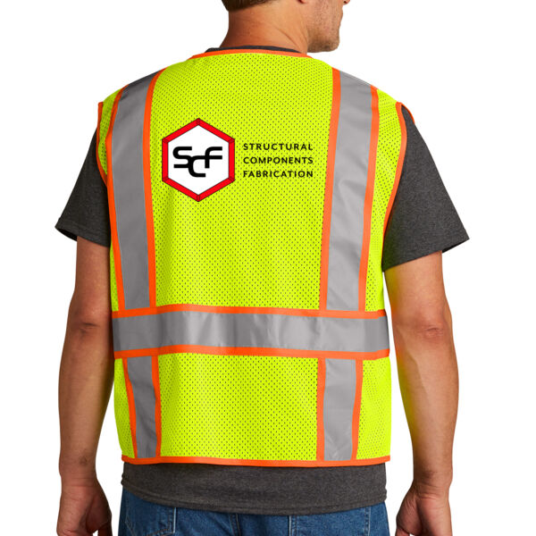 CornerStone® ANSI 107 Class 2 Mesh Zippered Two-Tone Vest - Printed Logo Thumbnail