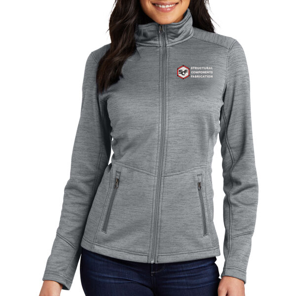 Port Authority® Women's Digi Stripe Fleece Jacket - Embroidered Logo Thumbnail